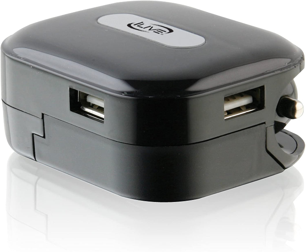 iLive Dual USB Wall and Car Charger for iPhone/iPod/iPad/Tablet/Mobile Devices