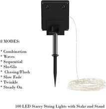 Load image into Gallery viewer, Home Pure Garden Outdoor Starry String Solar Powered Warm White Fairy 100 LED 8 Lighting Modes for Patio, Backyard, Events