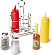 Load image into Gallery viewer, Melissa &amp; Doug Let's Play House! Condiment Set (Pretend Play, Sturdy Metal Caddy, Realistic Sound Effects, 6 Pieces, Great Gift for Girls and Boys - Best for 3, 4, and 5 Year Olds)