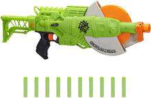 Load image into Gallery viewer, NERF Zombie Strike Ghoulgrinder Blaster -- Rotating 10-Dart Wheel, 10 Official Zombie Strike Elite Darts -- for Kids, Teens, Adults