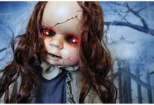 Load image into Gallery viewer, Haunted Hill Farm HHBABY-1FLSA Life-Size Animatronic Zombie, Indoor/Outdoor Halloween Decoration, Multi