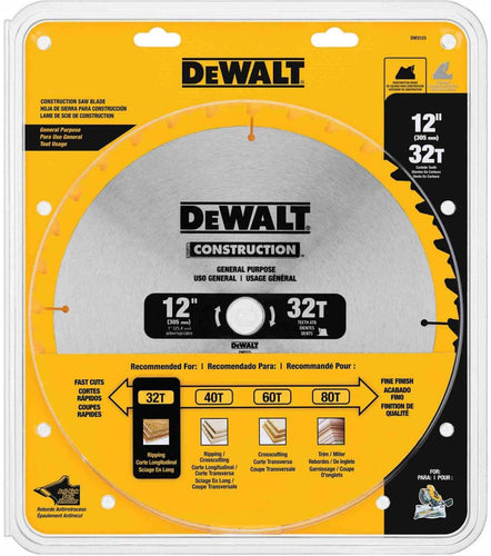Dewalt Accessories DW3123 12-Inch 32-TPI Carbide-Tipped Circular Saw Blade