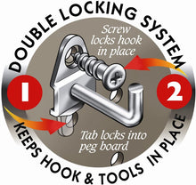 Load image into Gallery viewer, Triton Products 75200 DuraHook 2-1/4-Inch Curved 2-Inch I.D. Zinc Plated Steel Pegboard Hook for DuraBoard or 1/8 Inch and 1/4 Inch Pegboard, 10-Pack