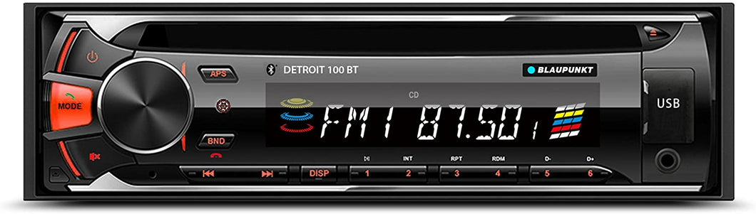 Blaupunkt DETROIT 100 BT CD, AM/FM-MPX2 Bluetooth Car Stereo Receiver with Remote Control and Removable Face Plate