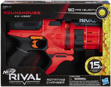 Load image into Gallery viewer, Nerf Rival Roundhouse XX-1500 Red Blaster -- Clear Rotating Chamber Loads Rounds into Barrel -- 5 Integrated Magazines, 15 Nerf Rival Rounds