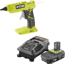 Load image into Gallery viewer, Ryobi Glue Gun P305 with Charger &amp; Lithium-ion battery P163 18-Volt ONE+ 2.0 Ah battery and charger