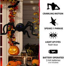 Load image into Gallery viewer, Haunted Hill Farm HHSPD-1FLSA 36 in. Aimatronic Crawler Spider, Color 1