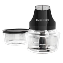 Load image into Gallery viewer, BLACK+DECKER EHC3002B Glass Bowl Chopper (Contains Two 4-Cup Bowls and Lids plus Chopper), Black