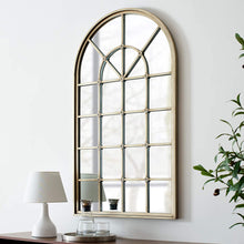 Load image into Gallery viewer, 50&quot; Arched Windowpane Mirror - Antique Pewter