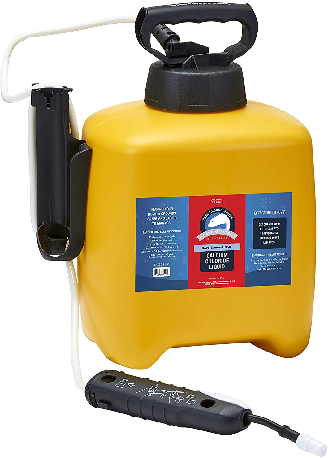Bare Ground Winter Bare Ground Solutions BGBDS-1C Fast-Acting CaCl2 Ice Melt, 128 oz with Pump Sprayer