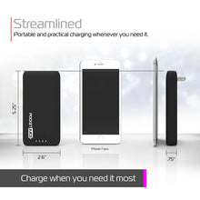 Load image into Gallery viewer, Dual USB Portable Charger - 12,000mAh External Battery Pack - Ultra Slim and Light with Built-in AC Plug and Micro USB Cable - Charges iPhone, Android and More - Pocket Juice by Tzumi