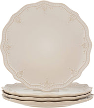Load image into Gallery viewer, The Pioneer Woman Farmhouse Lace Dinner Plate Set (Linen/Plate Set, 4-Pack)