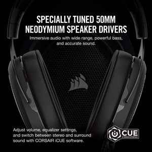 Corsair HS60 – 7.1 Virtual Surround Sound PC Gaming Headset w/USB DAC - Discord Certified Headphones – Compatible with Xbox One, PS4, and Nintendo Switch – Carbon