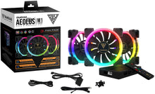 Load image into Gallery viewer, GAMDIAS RGB Case Fan 140mm Dual Light Loop Motherboard Sync with Remote Control Color - Three Fan Pack Cooling Aeolus M1-1403R