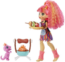 Load image into Gallery viewer, Mattel Cave Club Blazin’ BBQ Adventure Playset with Emberly Doll (8 – 10-inch, Pink Hair), Dinosaur Pet and Storytelling Accessories with Cooking Theme, Gift for 4 Year Olds and Up