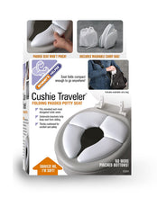 Load image into Gallery viewer, Travel Potty Seat w/ Washable Carry Bag - Perfect for Travel - Padded for Soft Cushion - Portable Reusable Toilet Pottie Training Seats Folds - Toddler Child Baby Kids - Mommy's Helper Cushie Traveler