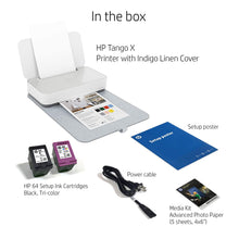 Load image into Gallery viewer, HP Tango X Smart Home Printer with Indigo Linen cover – Designed for your Smartphone with Remote Wireless Printing