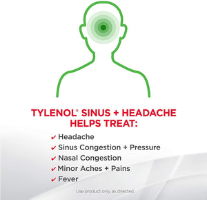 Tylenol Sinus + Headache Non-Drowsy Daytime Caplets with Acetaminophen & Phenylephrine HCl, 24 ct