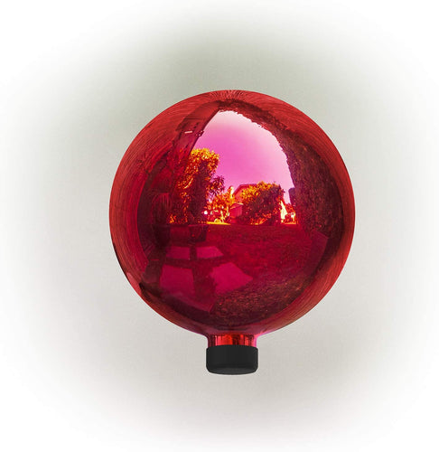 Alpine Corporation GLB292RD Glass Gazing Globe Outdoor Festive Holiday Décor for Garden, Lawn, Yard, 10-Inch Tall, Red