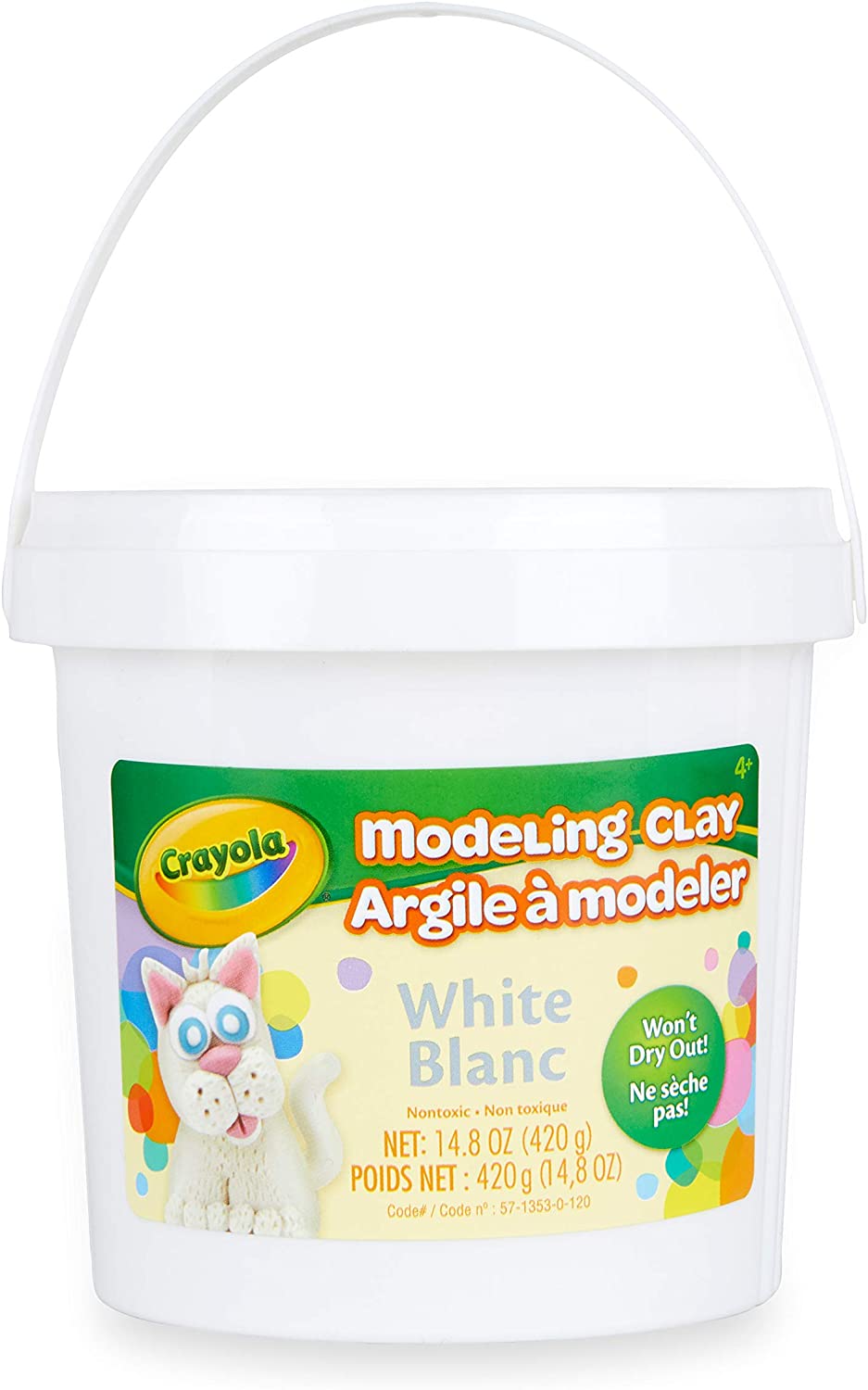 Crayola Modeling Clay, White Clay, 15oz. Reusable Bucket