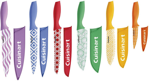 Cuisinart C55-12PR2 Advantage Color Collection 12-Piece Printed Color Cutlery Set, Multicolor
