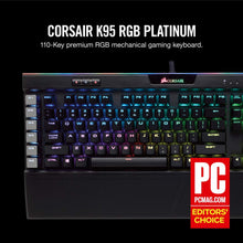 Load image into Gallery viewer, CORSAIR K95 RGB PLATINUM Mechanical Gaming Keyboard -  6x Programmable Macro Keys - USB Passthrough &amp; Media Controls - Tactile &amp; Quiet - Cherry MX Brown – RGB LED Backlit