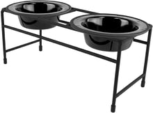 Load image into Gallery viewer, Platinum Pets Double Diner Feeder with Stainless Steel Cat Bowls, 6 oz, Black