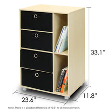 Load image into Gallery viewer, Furinno 11159SBE/BK Multipurpose Storage Cabinet w/4 Bin Drawers, Steam Beech/Black