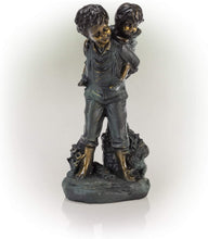 Load image into Gallery viewer, Alpine Corporation GXT484 Piggyback Ride Statue Outdoor Garden, Patio, Deck, Porch-Yard Decoration, 16-Inch Tall, Antique Bronze