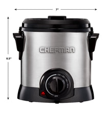 Load image into Gallery viewer, Chefman Fry Guy Deep Fryer with Removable Basket, Easy-to-Clean Non-Stick Coating and Cool-to-Touch Exterior, Adjustable Temperature Control, 4.2 Cup/ 1 Liter Capacity, Stainless Steel