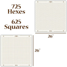 Load image into Gallery viewer, Wiz Dice 26" x 26" Role Playing Reversible Vinyl Gaming Mat for Role Playing Games: Melee Mat with 1” Squares and Hexes - Great for Tabletop RPG Gaming Miniatures