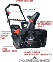 Load image into Gallery viewer, PowerSmart Snow Blower, 18-INCH Cordless Snow Blower, 40V 4.0 Ah Lithium-Ion Battery Powered Snow Blower, Electric Snow Thrower 180°Chute Rotation Up to 30-Feet, DB2401