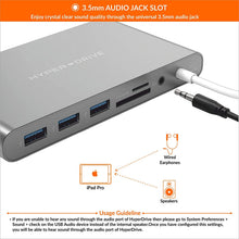 Load image into Gallery viewer, HyperDrive USB C Hub, Type C Adapter for MacBook Pro, Laptop USB-C Devices, Ultimate 11-in-1 Surface PC Docking Station w Power Delivery Charging, USBC 5Gbps Data, 4K HDMI, 3xUSB 3.1 Ports, VGA, etc