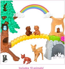 Load image into Gallery viewer, Barbie Wilderness Guide Interactive Playset with Blonde Doll (12-in), Outdoor Tree, Bridge, Overhead Rainbow, 10 Animals &amp; More, Great Gift for Ages 3 Years Old &amp; Up