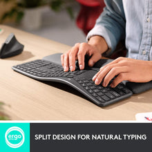 Load image into Gallery viewer, Logitech Ergo K860 Wireless Ergonomic Keyboard with Wrist Rest - Split Keyboard Layout for Windows/Mac, Bluetooth or USB Connectivity