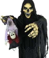 Load image into Gallery viewer, Haunted Hill Farm HHRPR-6FLSA Life-Size Animatronic Reaper, Indoor/Outdoor Halloween Decoration, Multi