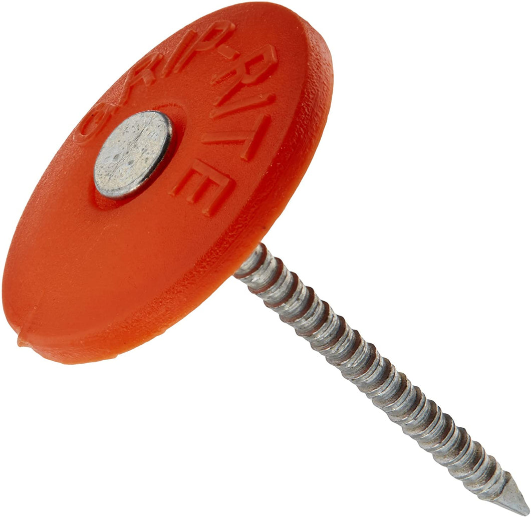 Grip Rite 112PRCAP1 1 lb Round Plastic Cap Grip-Cap Nail, 1-1/2