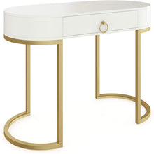 Load image into Gallery viewer, Nathan James Leighton Small Oval Glam Brass Accents, Vanity or Writing Desk for Home or Office