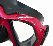 Load image into Gallery viewer, Reef Tourer Premium Adult X-Plore 2 Window Best Mask &amp; Snorkeling Combo, Black/Metallic Dark Red
