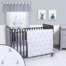 Load image into Gallery viewer, Trend Lab Bunnies 3 Piece Crib Bedding Set, Gray/White