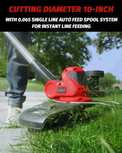 Load image into Gallery viewer, PowerSmart String Trimmer, 20 Volt Lithium-Ion Cordless String Trimmer with 10-INCH Cutting Diameter , 2-in-1 Cordless Trimmer/Edger only 7. 5 pounds, PS76110A