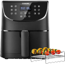 Load image into Gallery viewer, COSORI Air Fryer 5.8QT(Rack &amp;5 Skewers)1700W Electric Hot Air Fryers Oven Oilless Cooker,11 Presets,Preheat&amp;Shake Reminder, LED Touch Digital Screen,Nonstick Basket,2-Year Warranty, Black(100 Recipe)