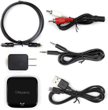 Load image into Gallery viewer, Aluratek ADB1B Bluetooth Audio Receiver and Transmitter, 2-in-1 Wireless 3.5mm, AUX, Optical Audio Adapter, Pairing with 2 Bluetooth Headphones Simultaneously in Transmitter Mode