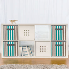 Load image into Gallery viewer, Sorbus Foldable Storage Cube Basket Bin, Vertical Stripe Line Pattern (6 Pack, Aqua)