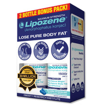 Load image into Gallery viewer, Lipozene - Weight Loss Supplement Diet Pills - Appetite Suppressant and Control - Two Bottles 60 Capsules Total