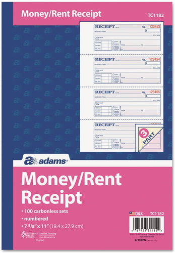 ABFTC1182 - Adams TC1182 Tape Bound Money/Rent Receipt Book