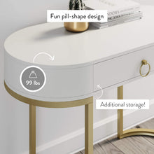 Load image into Gallery viewer, Nathan James Leighton Small Oval Glam Brass Accents, Vanity or Writing Desk for Home or Office