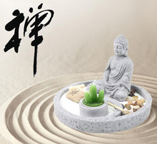 Load image into Gallery viewer, Tabletop Buddha Zen Garden Rock Rake Sand Cactus Candle Holder Home Decor Gift