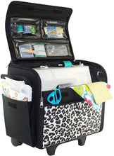 Load image into Gallery viewer, Everything Mary Cheetah Print Rolling Sewing Machine Tote - Sewing Machine Case Fits Most Standard Brother &amp; Singer Sewing Machines, Sewing Bag with Wheels &amp; Handle