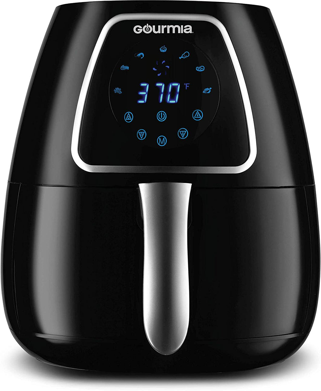 Gourmia GAF318 4 Qt Digital Air Fryer - Oil-Free Healthy Cooking - 7 One Touch Preset Modes - Removable, Dishwasher-Safe Tray - Free Recipe Book Included